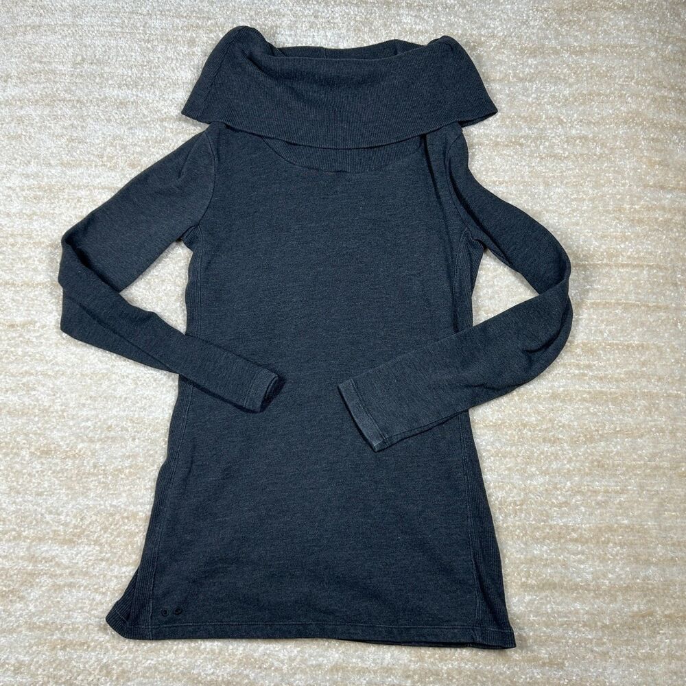 Converse One Star Sweater Women M Gray Cowl Neck Long Sleeve Tunic Ribbed Knit